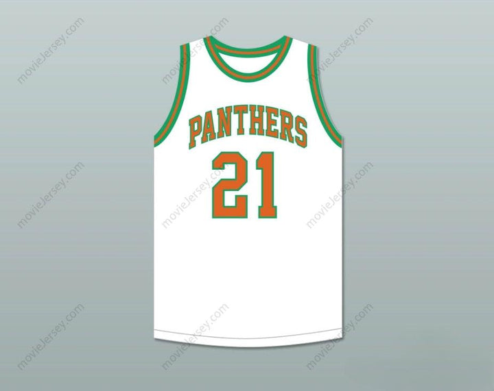 PERSONALIZA CUALQUIER Nombre Número BILL SHARMAN 21 PORTERVILLE HIGH SCHOOL PANTHERS CAMISETA BALONCESTO BLANCA 1 Costura superior S-6XL