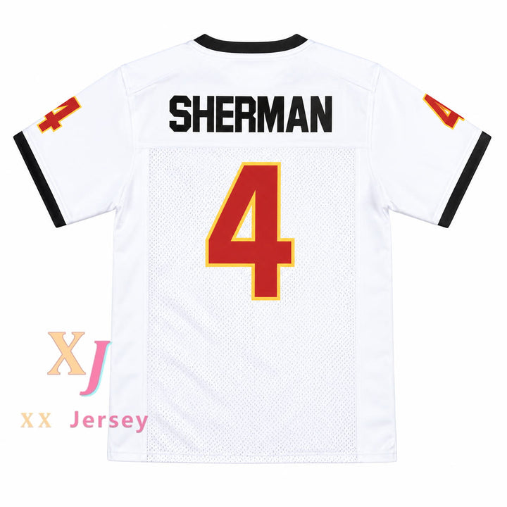 PERSONALIZADO Cualquier Nombre Número RICHARD SHERMAN 4 MANUEL DOMINGUEZ HIGH SCHOOL BLANCO CAMISETA DE FÚTBOL Top Cosido S-6XL