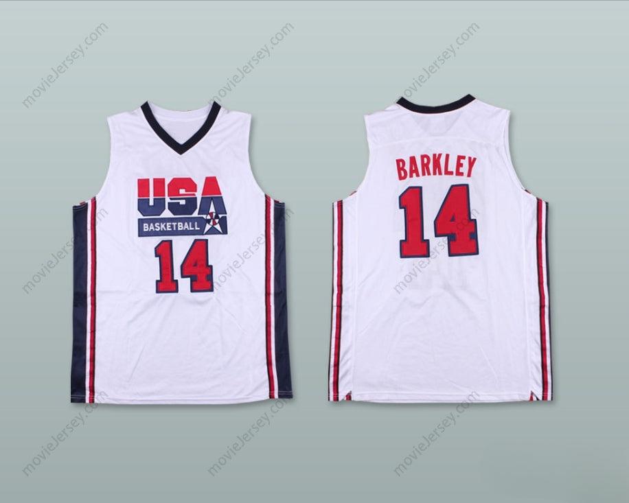 PERSONALIZADO Cualquier Nombre Número CHARLES BARKLEY 14 USA CAMISETA BALONCESTO CASA Bordado S-6XL