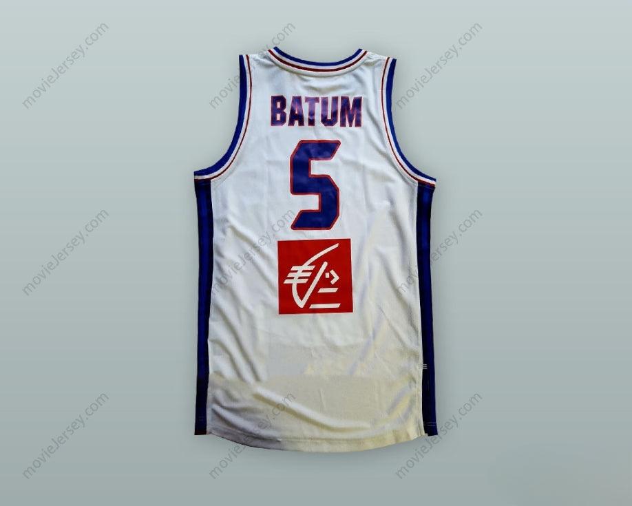PERSONALIZA CUALQUIER Nombre Número NICOLAS BATUM 5 SELECCIÓN FRANCESA BALONCESTO CAMISETA Blanca Cosida Tallas S-6XL