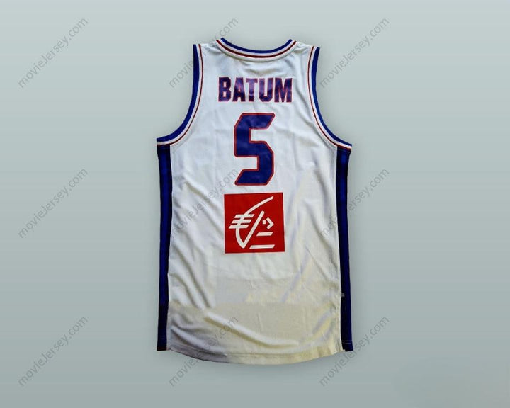 PERSONALIZA CUALQUIER Nombre Número NICOLAS BATUM 5 SELECCIÓN FRANCESA BALONCESTO CAMISETA Blanca Cosida Tallas S-6XL