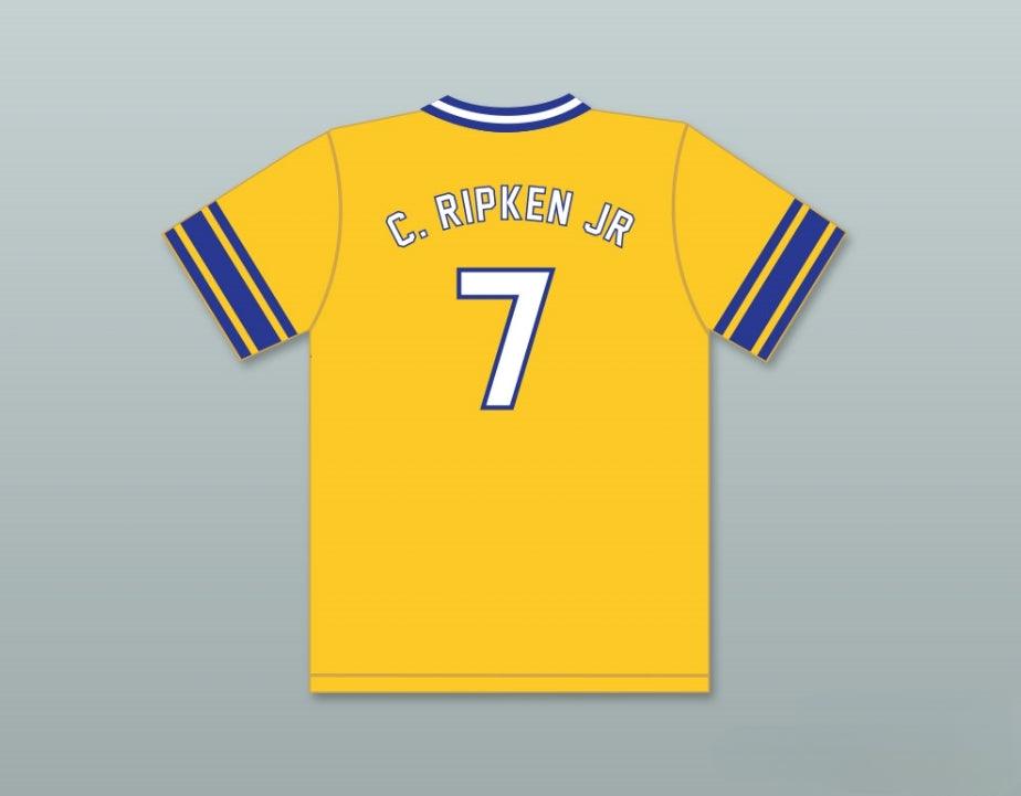 Camiseta de béisbol amarilla CAL RIPKEN JR 7 ABERDEEN HIGH SCHOOL, personalizada con cualquier nombre y número, 2 costuras superiores S-6XL