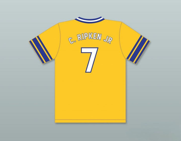 Camiseta de béisbol amarilla CAL RIPKEN JR 7 ABERDEEN HIGH SCHOOL, personalizada con cualquier nombre y número, 2 costuras superiores S-6XL