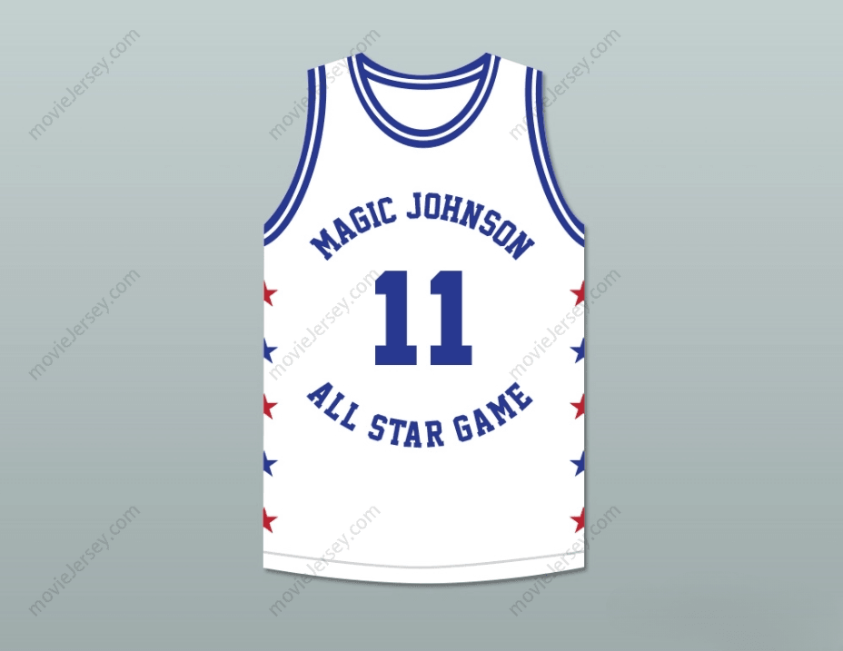 CAMISETA DE BALONCESTO BLANCA DEL PARTIDO DE LAS ESTRELLAS "MAGIC JOHNSON ALL STAR GAME" DE 1988 CON CUALQUIER NOMBRE Y NÚMERO PERSONALIZADOS ISIAH THOMAS 11 EVENTO BENÉFICO "MIDSUMMER NIGHT'S MAGIC" Tallas S-6XL con costuras superiores