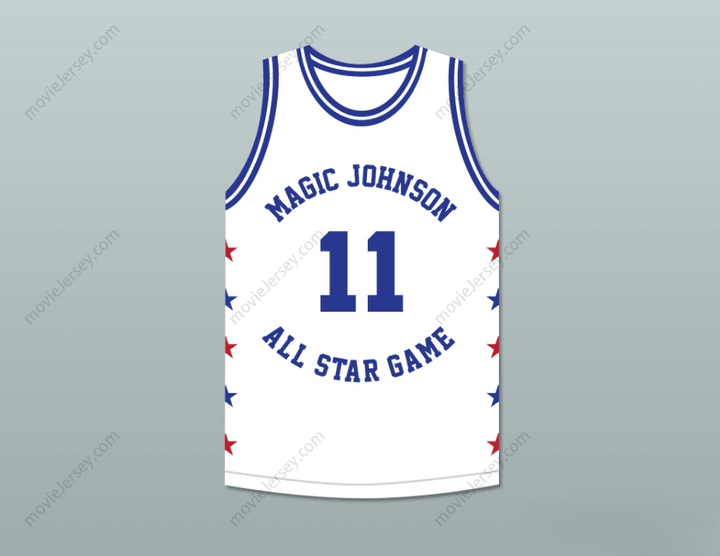 CAMISETA DE BALONCESTO BLANCA DEL PARTIDO DE LAS ESTRELLAS "MAGIC JOHNSON ALL STAR GAME" DE 1988 CON CUALQUIER NOMBRE Y NÚMERO PERSONALIZADOS ISIAH THOMAS 11 EVENTO BENÉFICO "MIDSUMMER NIGHT'S MAGIC" Tallas S-6XL con costuras superiores