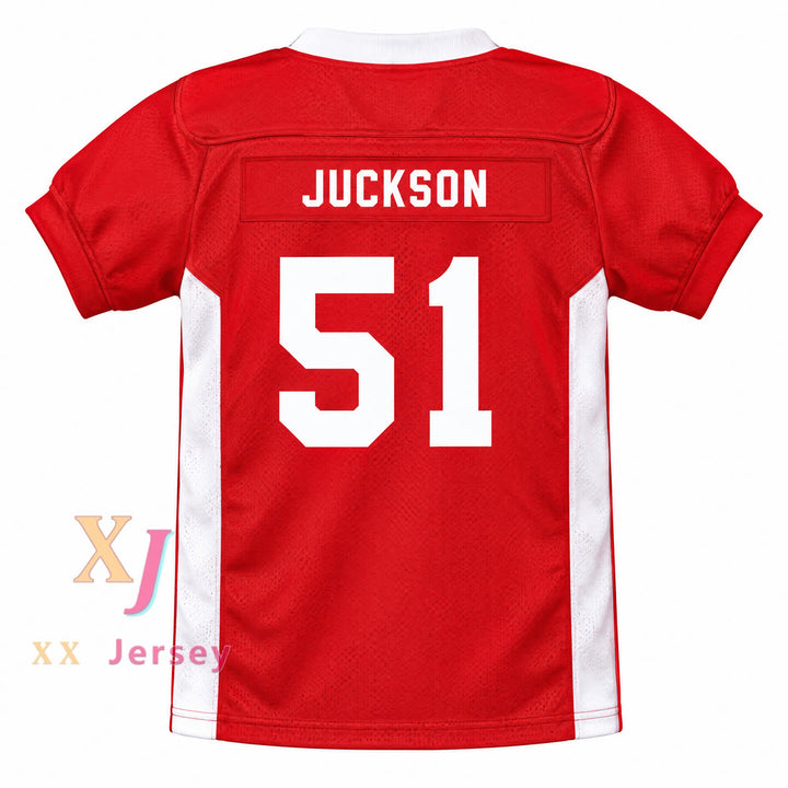 PERSONALIZADA Cualquier Nombre Número T.J. JUCKSON 51 JERSEY FÚTBOL EAST KEY PEELE Cosida S-6XL