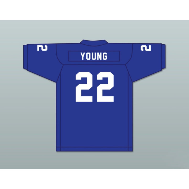 CUSTOM ANY Name Number ANDRE YOUNG 22 GRADE SCHOOL BLUE FOOTBALL JERSEY G FUNK DOCUMENTARY Top Stitched S-6XL