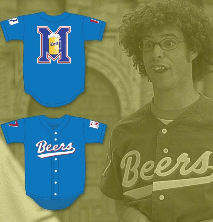 Camiseta de béisbol azul con el logotipo de BEERS, número 17, con nombre personalizado DOUG REMER, tallas S-6XL