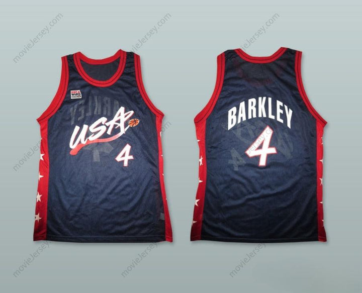 PERSONALIZADA CUALQUIER Nombre Número 1996 CHARLES BARKLEY 4 Camiseta de Baloncesto Equipo USA Visitante Cosida Tallas S-6XL