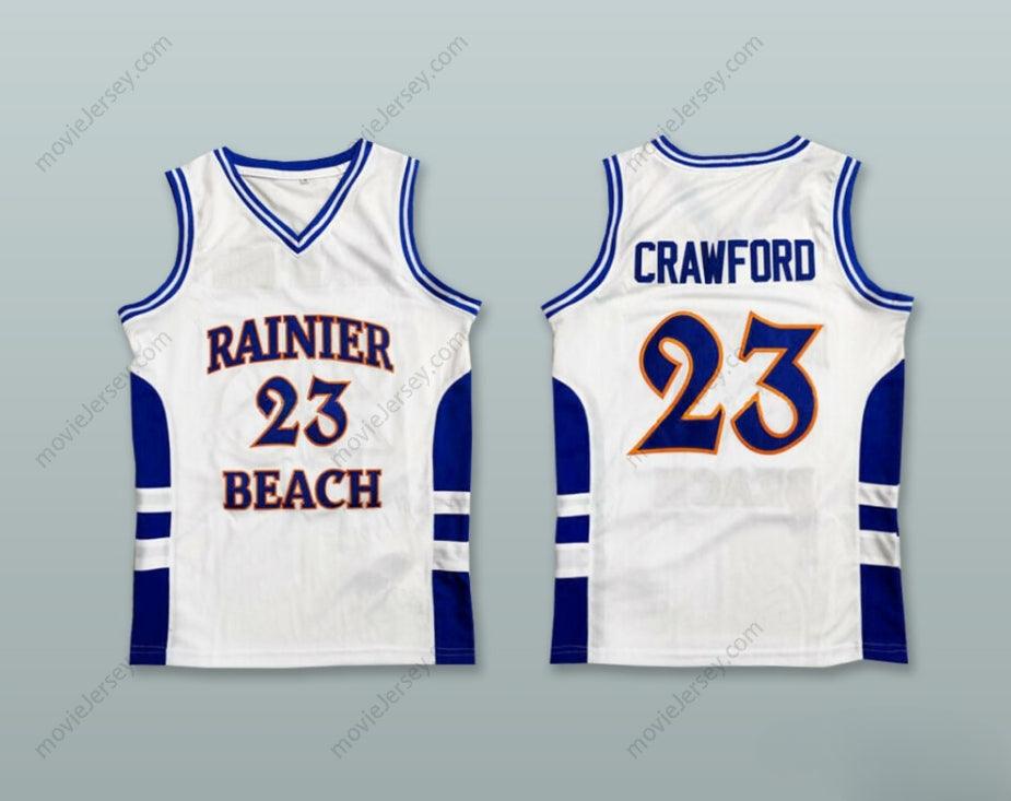 PERSONALIZA Cualquier Nombre Número JAMAL CRAWFORD 23 RAINIER BEACH HIGH SCHOOL VIKINGS CAMISETA BALONCESTO BLANCA Parte Superior Cosida S-6XL