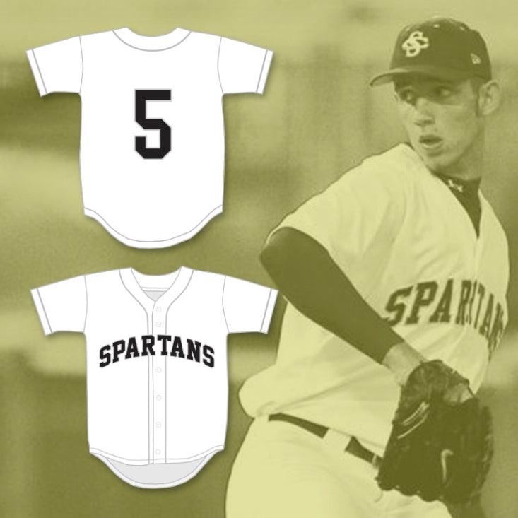 Custom Any Name Number MADISON BUMGARNER 5   HIGH SCHOOL SPARTANS WHITE BASEBALL JERSEY 1 Top Stitched S-6XL