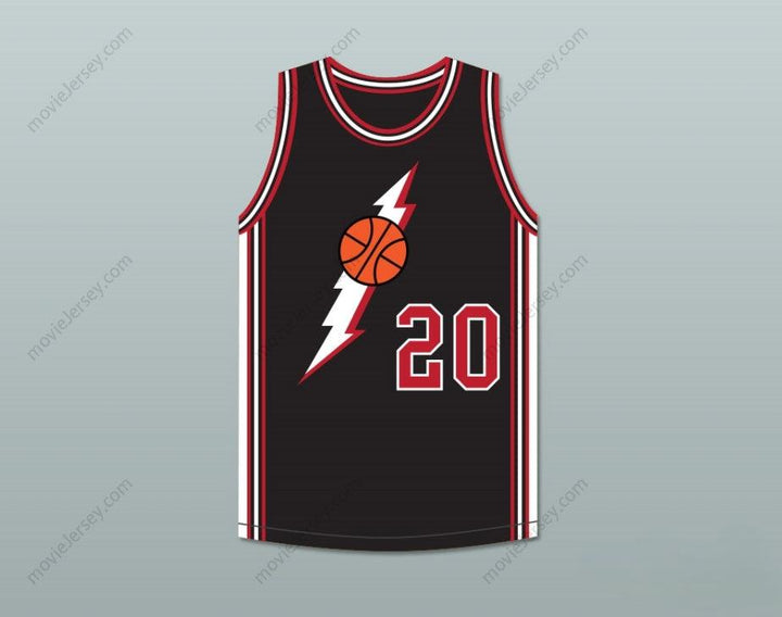 CAMISETA DE BALONCESTO NEGRA PERSONALIZADA CON NOMBRE NÚMERO MILTON WARREN 20 EN CASA Cosida S-6XL