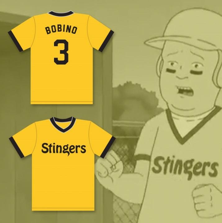 Camiseta de béisbol infantil Little League BOBBY 'BOBINO' HILL 3 STINGERS personalizada con cualquier nombre y número, cosida, tallas S-6XL