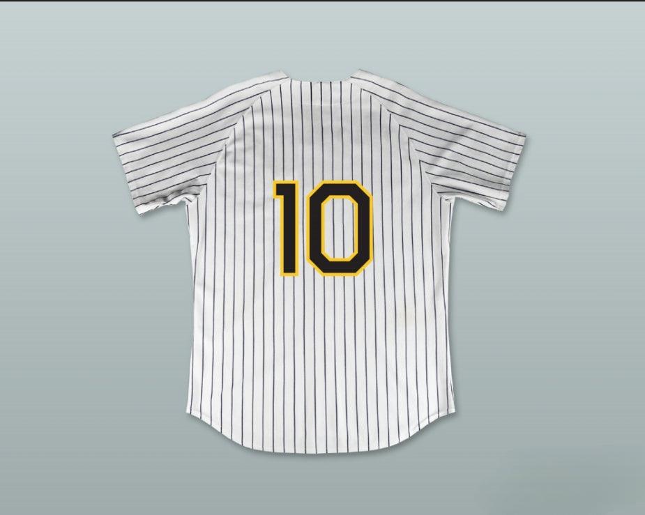 Custom Any Name Number JUAN LOPEZ 10 BUZZ WHITE PINSTRIPED BASEBALL JERSEY MAJOR LEAGUE: BACK TO THE MINORS Top Stitched S-6XL