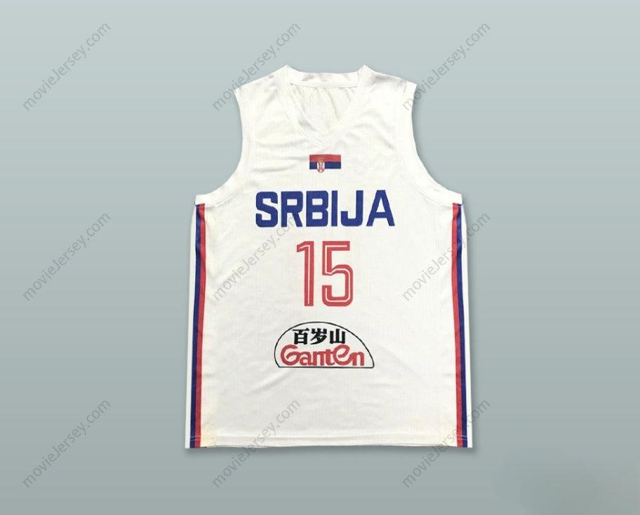 PERSONALIZA Cualquier Nombre Número NIKOLA JOKIC 15 SERBIA BLANCA CAMISETA BALONCESTO Cosida Tallas S-6XL