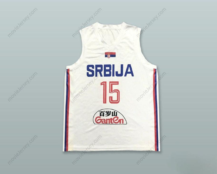 PERSONALIZA Cualquier Nombre Número NIKOLA JOKIC 15 SERBIA BLANCA CAMISETA BALONCESTO Cosida Tallas S-6XL