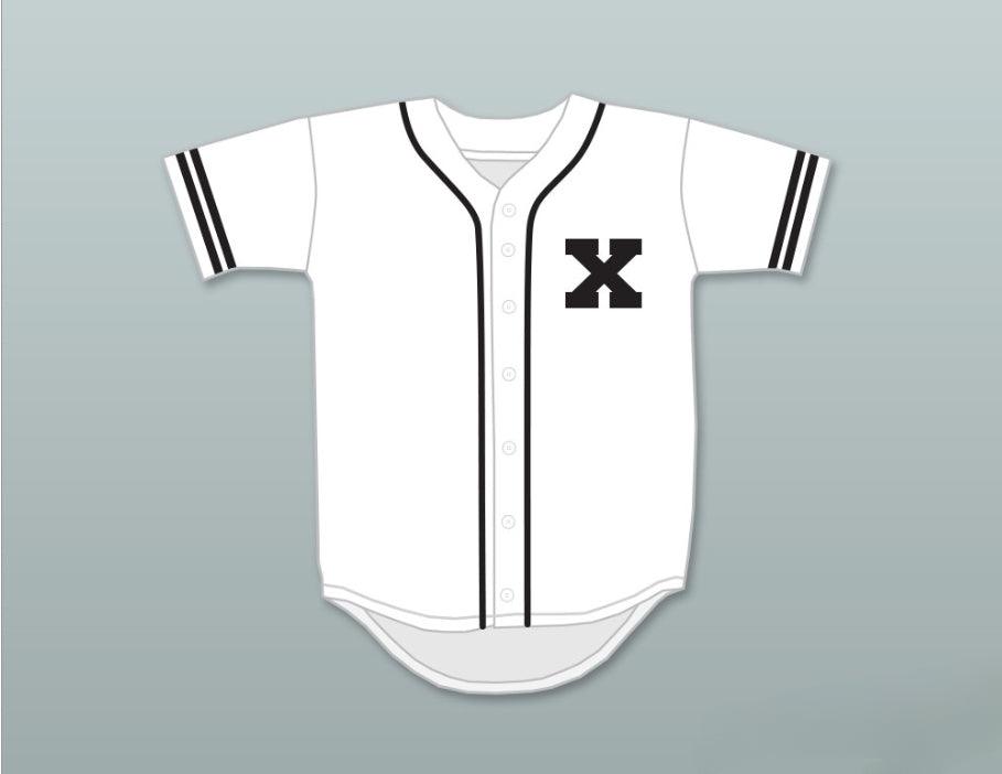 Camiseta de béisbol blanca MALCOLM X con nombre y número personalizados, cosida, tallas S-6XL