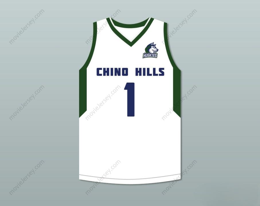 PERSONALIZA Cualquier Nombre Número LAMELO BALL 1 CHINO HILLS HUSKIES CAMISETA DE BALONCESTO BLANCA CON PARCHE 2 Cosida Superior S-6XL