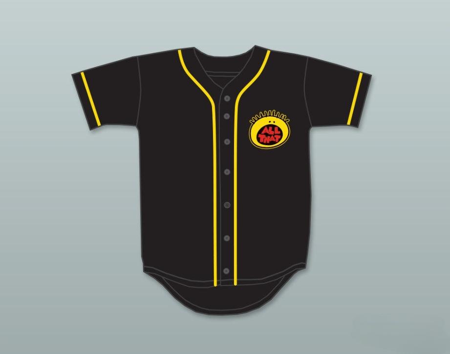 Camiseta de béisbol negra con botones y bordados con cualquier nombre y número de KEL MITCHELL 00 ALL THAT, tallas S-6XL