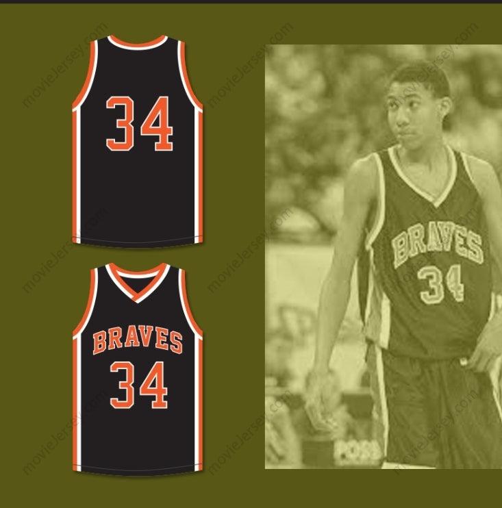 CAMISETA DE BALONCESTO NEGRA DE LOS BRAVES DEL INSTITUTO SCOTT COUNTY CENTRAL DE OTTO PORTER JR. CON NOMBRE Y NÚMERO PERSONALIZADOS 34 Talla S-6XL con Costuras 1