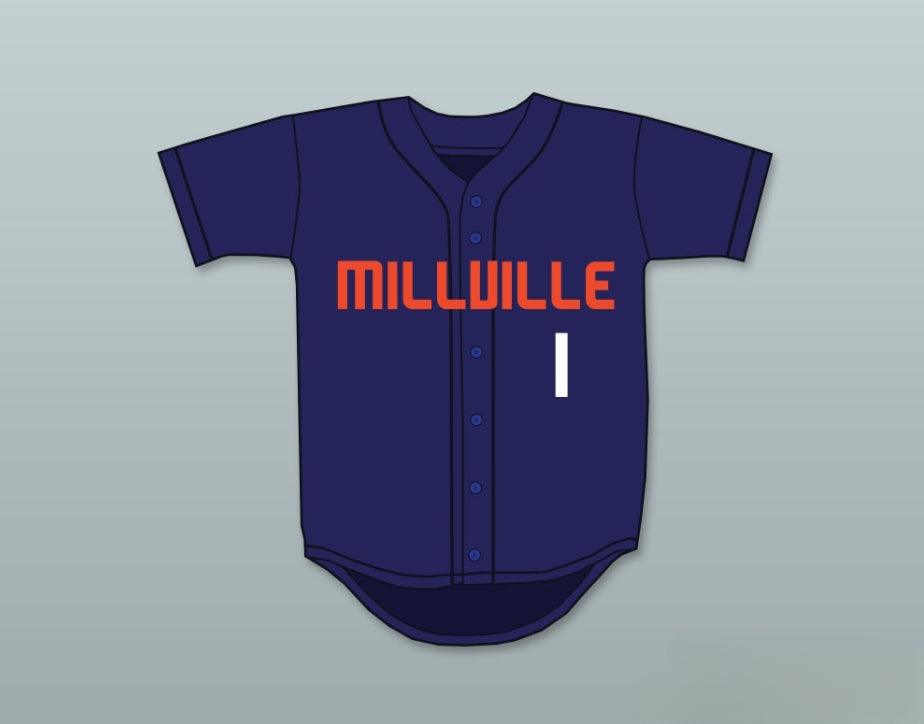 Custom Any Name Number MIKE TROUT 1  SENIOR HIGH SCHOOL THUNDERBOLTS NAVY BLUE BASEBALL JERSEY 2 Top Stitched S-6XL