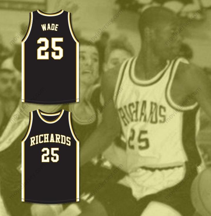 PERSONALIZAR Cualquier Nombre Número DWYANE WADE 25 HAROLD L. RICHARDS HIGH SCHOOL BULLDOGS CAMISETA DE BALONCESTO NEGRA 4 Puntos de Costura S-6XL