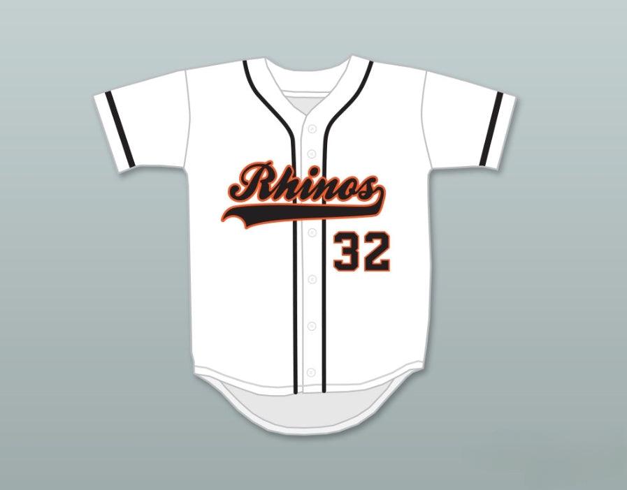 Custom Any Name Number RAFFY BENITEZ 32 RHINOS WHITE BASEBALL JERSEY KEY & PEELE SLAP ASS Top Stitched S-6XL
