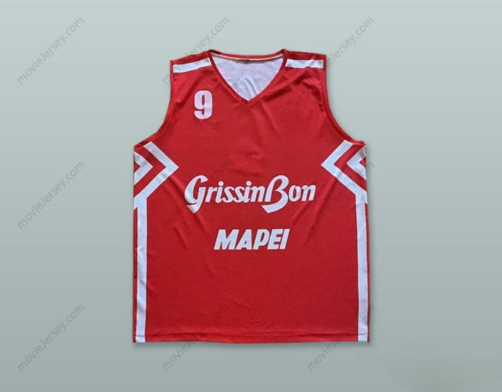 CAMISETA DE BALONCESTO ROJA CON CUALQUIER Nombre Número AGUILAR 9 OLIMPIA MILANO ITALIA Cosido Superior S-6XL
