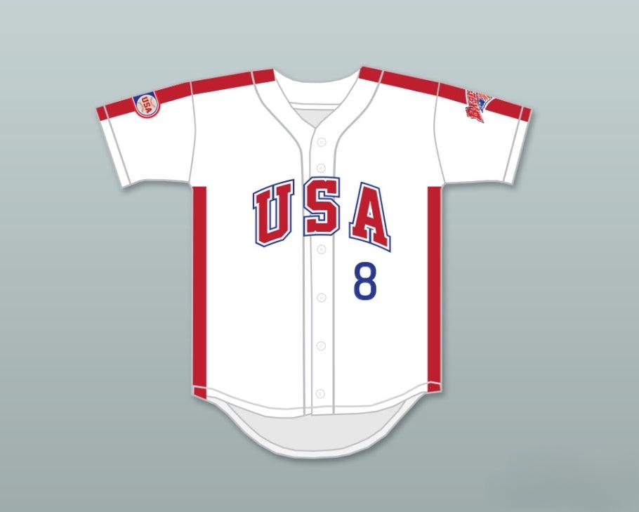 Camiseta de béisbol con botones y costuras en blanco del equipo de EE. UU. 1984 de BILL SWIFT 8, personalizada con cualquier nombre y número, tallas S-6XL