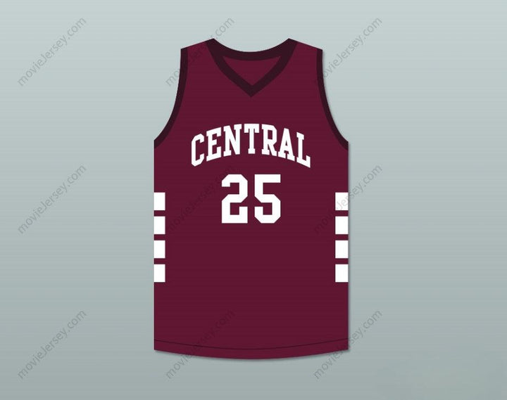 PERSONALIZA Cualquier Nombre Número JUGADOR 25 BRISTOL CENTRAL RAMS MAROON CAMISETA BALONCESTO Cosido S-6XL