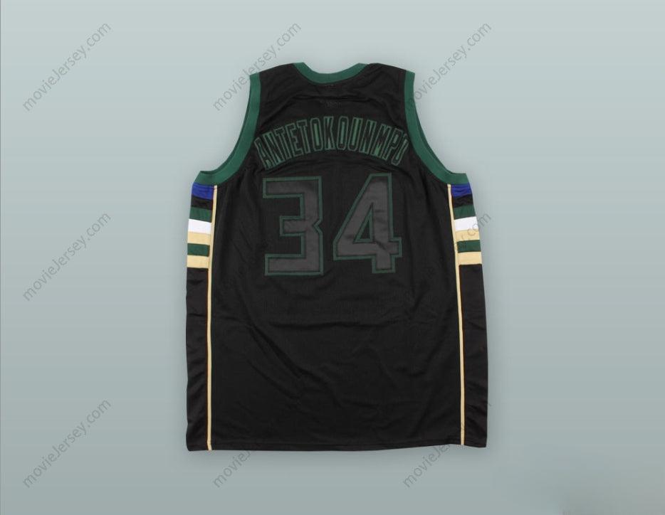 CAMISETA DE BALONCESTO NEGRA PERSONALIZADA CON NOMBRE Y NÚMERO CUALQUIERA GIANNIS ANTETOKOUNMPO 34 GREEK FREAK 2 Top Cosida Tallas S-6XL