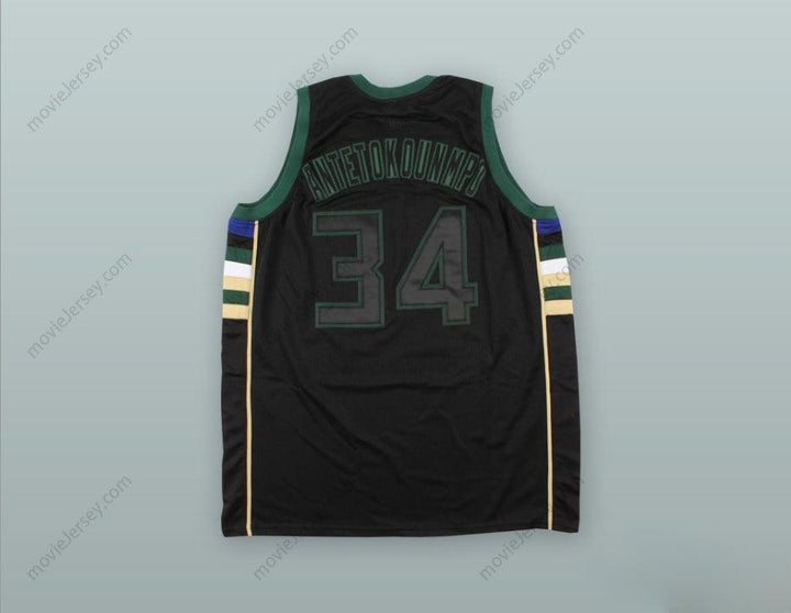 CAMISETA DE BALONCESTO NEGRA PERSONALIZADA CON NOMBRE Y NÚMERO CUALQUIERA GIANNIS ANTETOKOUNMPO 34 GREEK FREAK 2 Top Cosida Tallas S-6XL