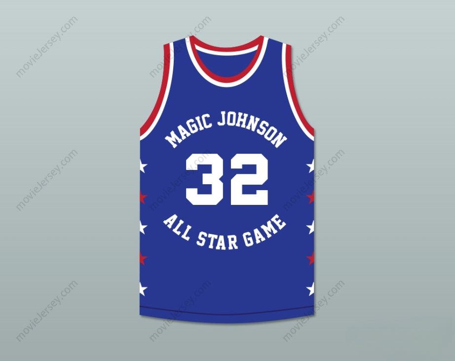 PERSONALIZA CUALQUIER Nombre Número HERB WILLIAMS 32 MAGIC JOHNSON ALL STAR GAME AZUL BALONCESTO JERSEY 1986 MIDSUMMER NIGHT'S MAGIC EVENTO BENÉFICO Costura Superior S-6XL