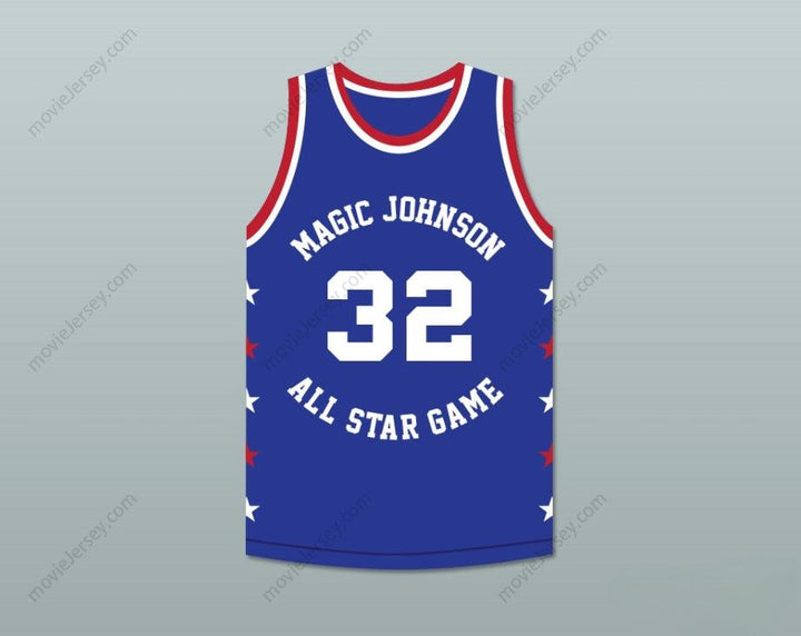 PERSONALIZA CUALQUIER Nombre Número HERB WILLIAMS 32 MAGIC JOHNSON ALL STAR GAME AZUL BALONCESTO JERSEY 1986 MIDSUMMER NIGHT'S MAGIC EVENTO BENÉFICO Costura Superior S-6XL