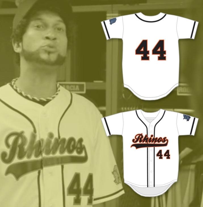 Camiseta de béisbol GARCIA 44 RHINOS personalizada con cualquier nombre y número, con parche de KEY & PEELE SLAP ASS, costuras superiores, de S a 6XL