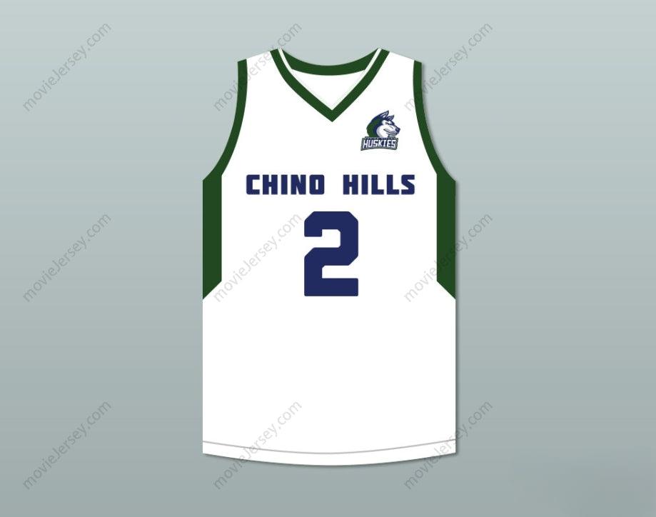 PERSONALIZA Cualquier Nombre Número LONZO BALL 2 CHINO HILLS HUSKIES CAMISETA BLANCA DE BALONCESTO CON PARCHE 2 Cosida a Mano S-6XL