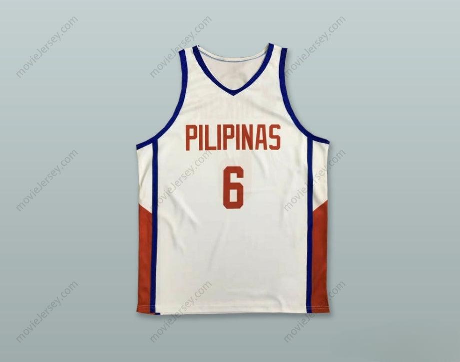 PERSONALIZADA Cualquier Nombre Número JORDAN CLARKSON 6 FILIPINAS CAMISETA BALONCESTO BLANCA Parte Superior Cosida S-6XL