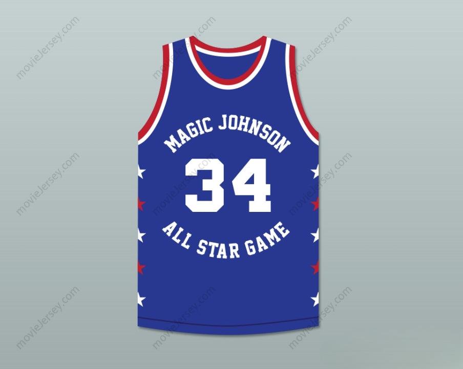 PERSONALIZA Cualquier Nombre Número JOHN WILLIAMS 34 MAGIC JOHNSON BALONCESTO AZUL DEL PARTIDO DE LAS ESTRELLAS CAMISETA 1988 EVENTO BENÉFICO MAGIA DE UNA NOCHE DE VERANO Costura Superior S-6XL