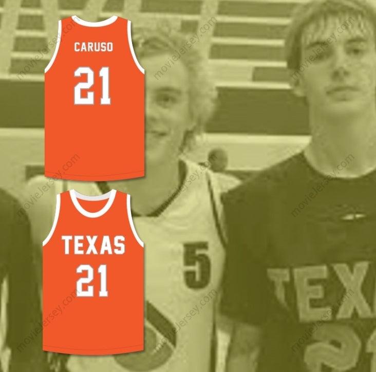 CUSTOM ANY Name Number ALEX CARUSO 21 TEXAS D1 AMBASSADORS  ORANGE BASKETBALL JERSEY 2 Top Stitched S-6XL