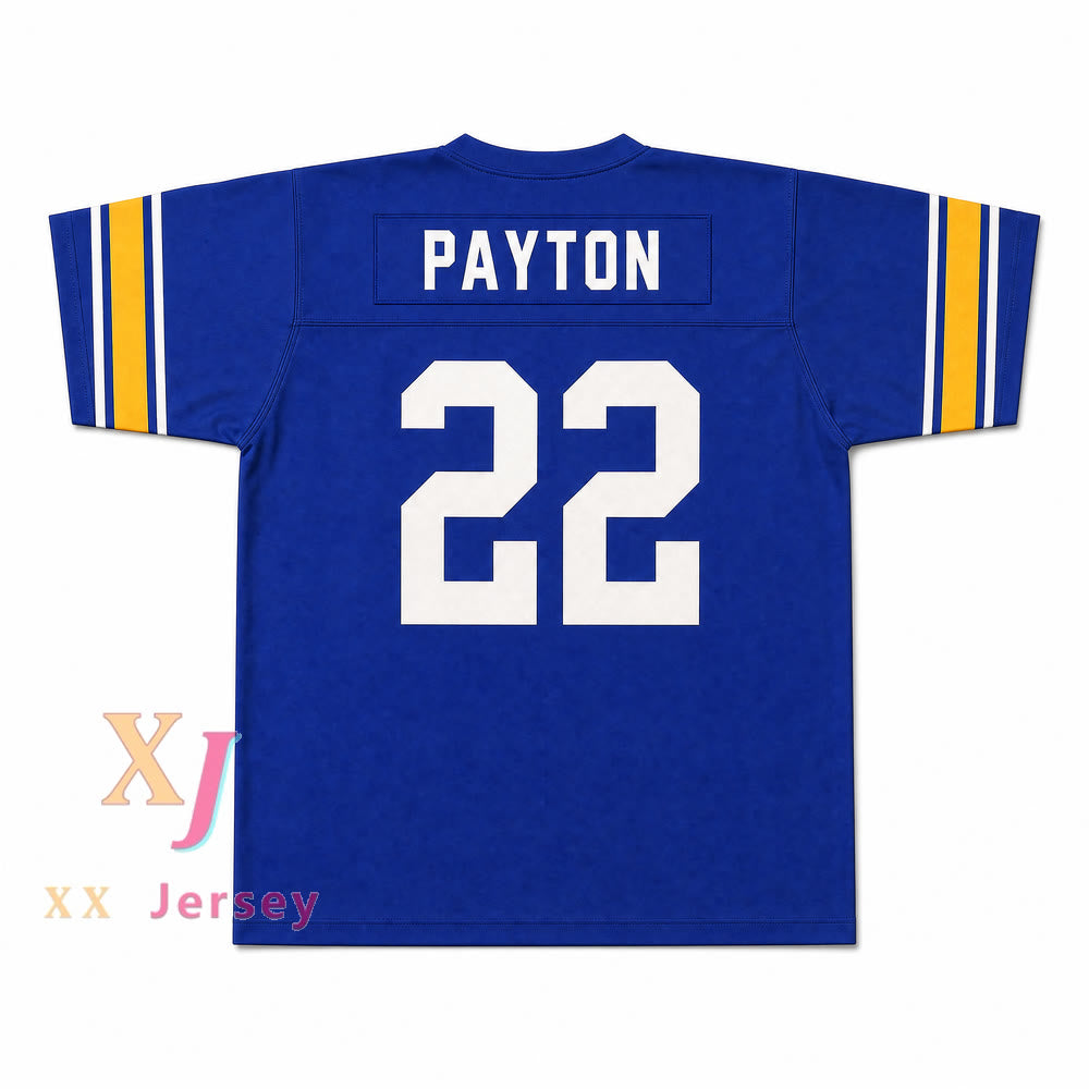 PERSONALIZADO Cualquier Nombre Número WALTER PAYTON 22 COLUMBIA HIGH SCHOOL WILDCATS AZUL CAMISETA DE FÚTBOL Cosida S-6XL