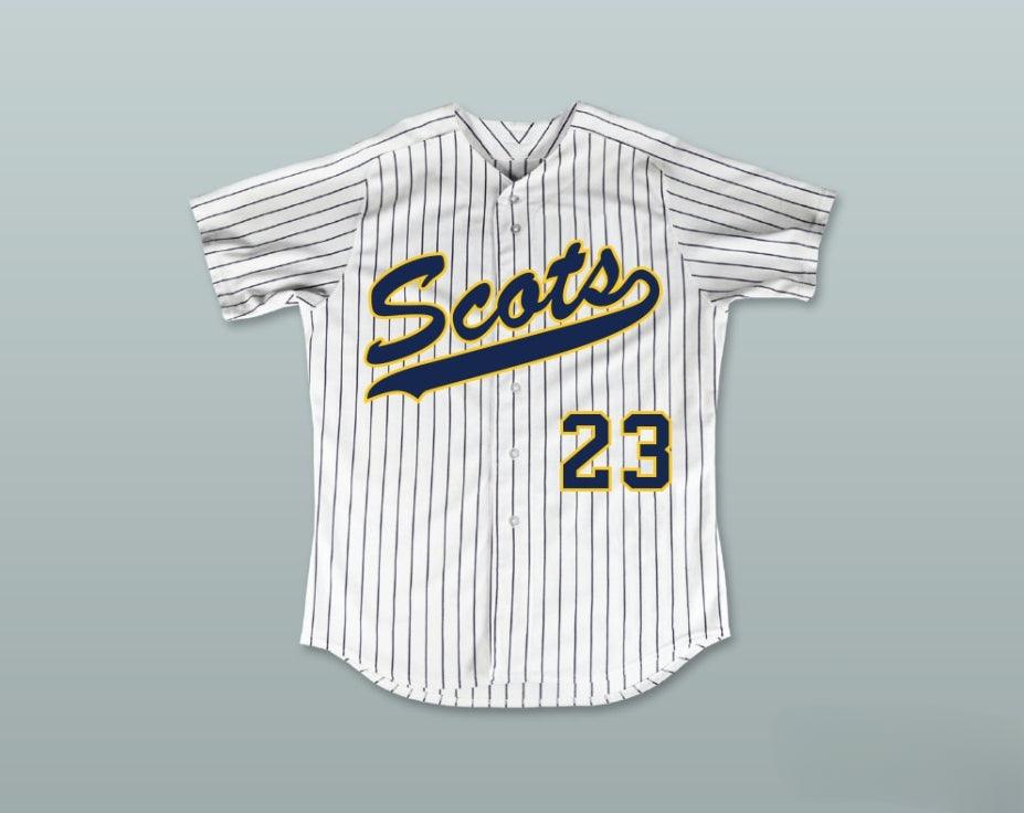 Camiseta de béisbol a rayas blancas de los SCOTS de HIGHLAND PARK HIGH SCHOOL, con el nombre y número personalizados de CLAYTON KERSHAW 23, cosida de la talla S a la 6XL.