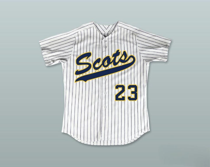 Camiseta de béisbol a rayas blancas de los SCOTS de HIGHLAND PARK HIGH SCHOOL, con el nombre y número personalizados de CLAYTON KERSHAW 23, cosida de la talla S a la 6XL.