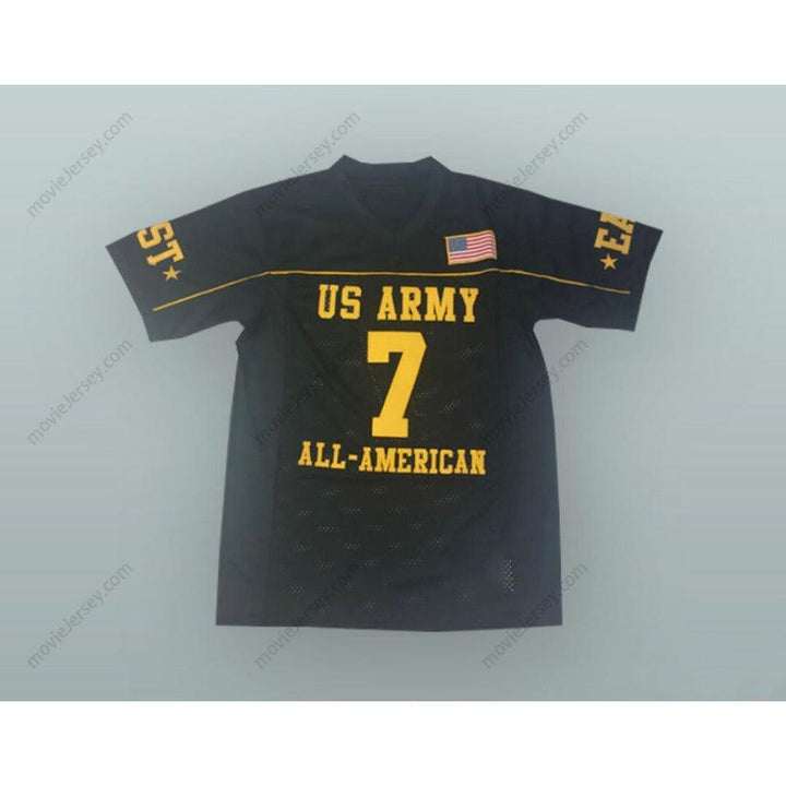 PERSONALIZA CUALQUIER Nombre Número PATRICK PETERSON 7 EJÉRCITO DE EE. UU. ESCUELA SECUNDARIA ALL-AMERICAN EAST CAMISETA DE FÚTBOL AMERICANA NEGRA Costuras Reforzadas S-6XL