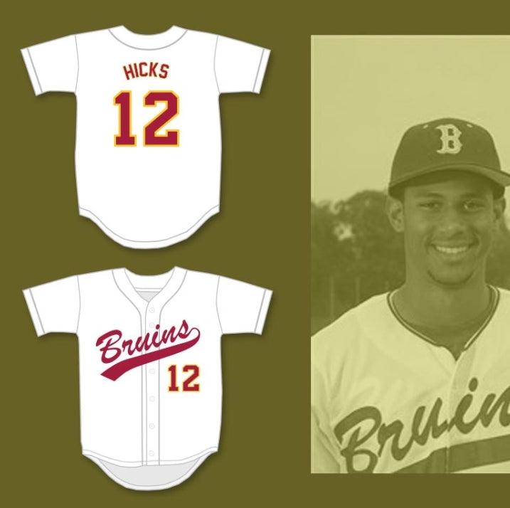 Camiseta de béisbol blanca personalizada con cualquier nombre y número AARON HICKS 12 WOODROW WILSON CLASSICAL HIGH SCHOOL BRUINS 2 costuras superiores S-6XL