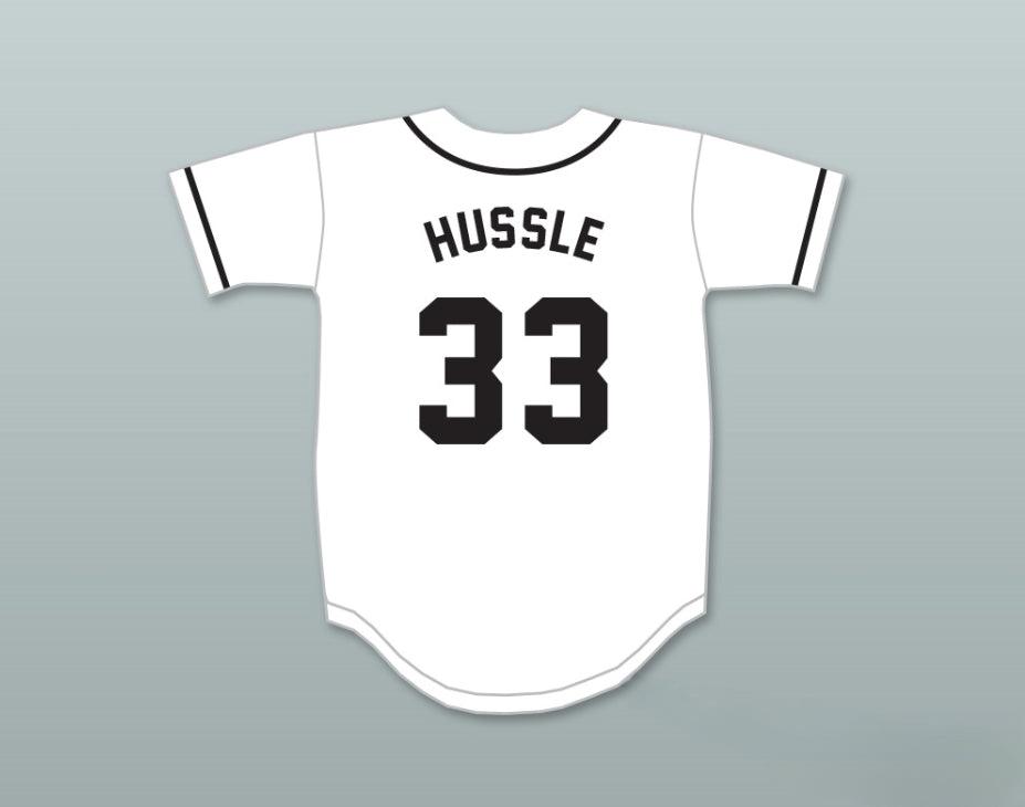 Camiseta de béisbol personalizada NIPSEY HUSSLE 33 CRENSHAW BLANCO Y NEGRO con número y nombre, cosida, tallas S-6XL