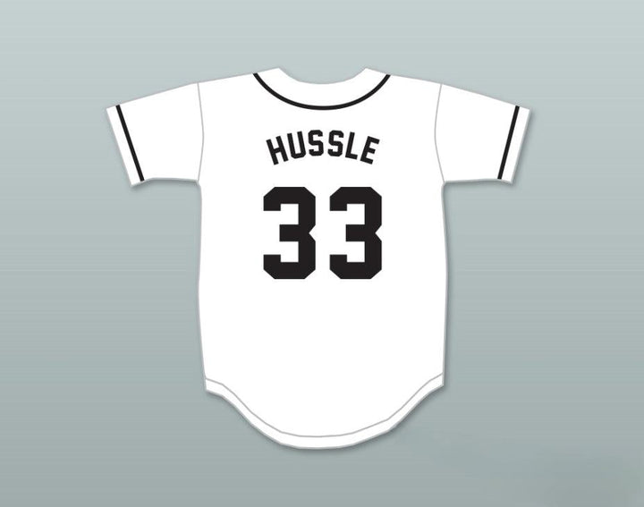 Camiseta de béisbol personalizada NIPSEY HUSSLE 33 CRENSHAW BLANCO Y NEGRO con número y nombre, cosida, tallas S-6XL