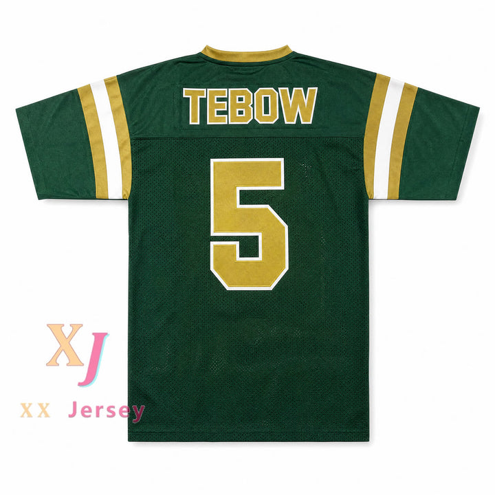 Custom Tim Tebow 5 Allen D. Nease High School Panthers Green Football Jersey