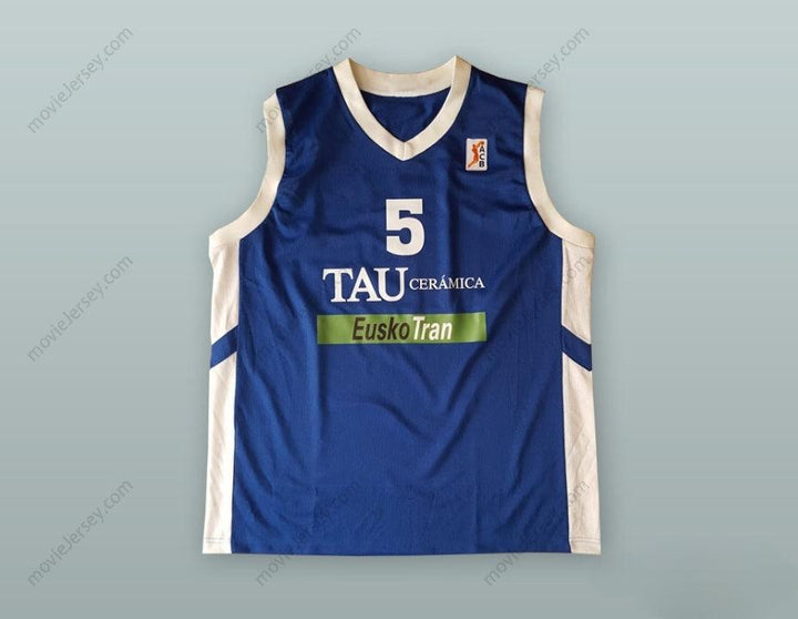 PERSONALIZAR CUALQUIER Nombre Número ANDRES NOCIONI 5 CAMISETA DE BALONCESTO AZUL TAU CERAMICA Bordada Tallas S-6XL