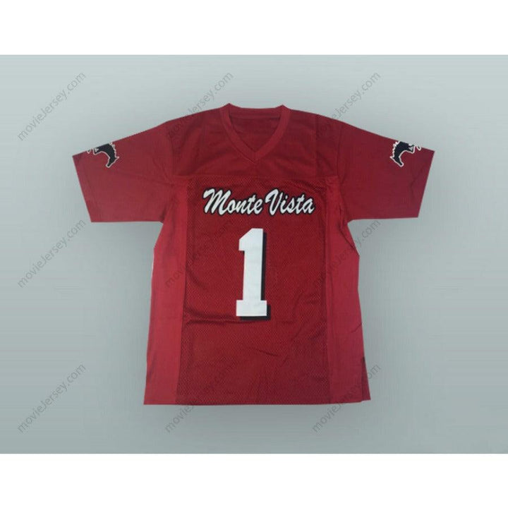 PERSONALIZA Cualquier Nombre Número ZACH ERTZ 1 MONTE VISTA HIGH SCHOOL MUSTANGS ROJO CAMISETA DE FÚTBOL Superior Cosido S-6XL