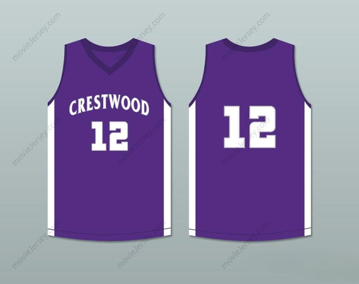 PERSONALIZA CUALQUIER Nombre Número JUGADOR 12 CAMISETA DE BALONCESTO PÚRPURA DE LOS KNIGHTS DE LA ESCUELA SECUNDARIA CRESTWOOD Parte Superior Cosida S-6XL